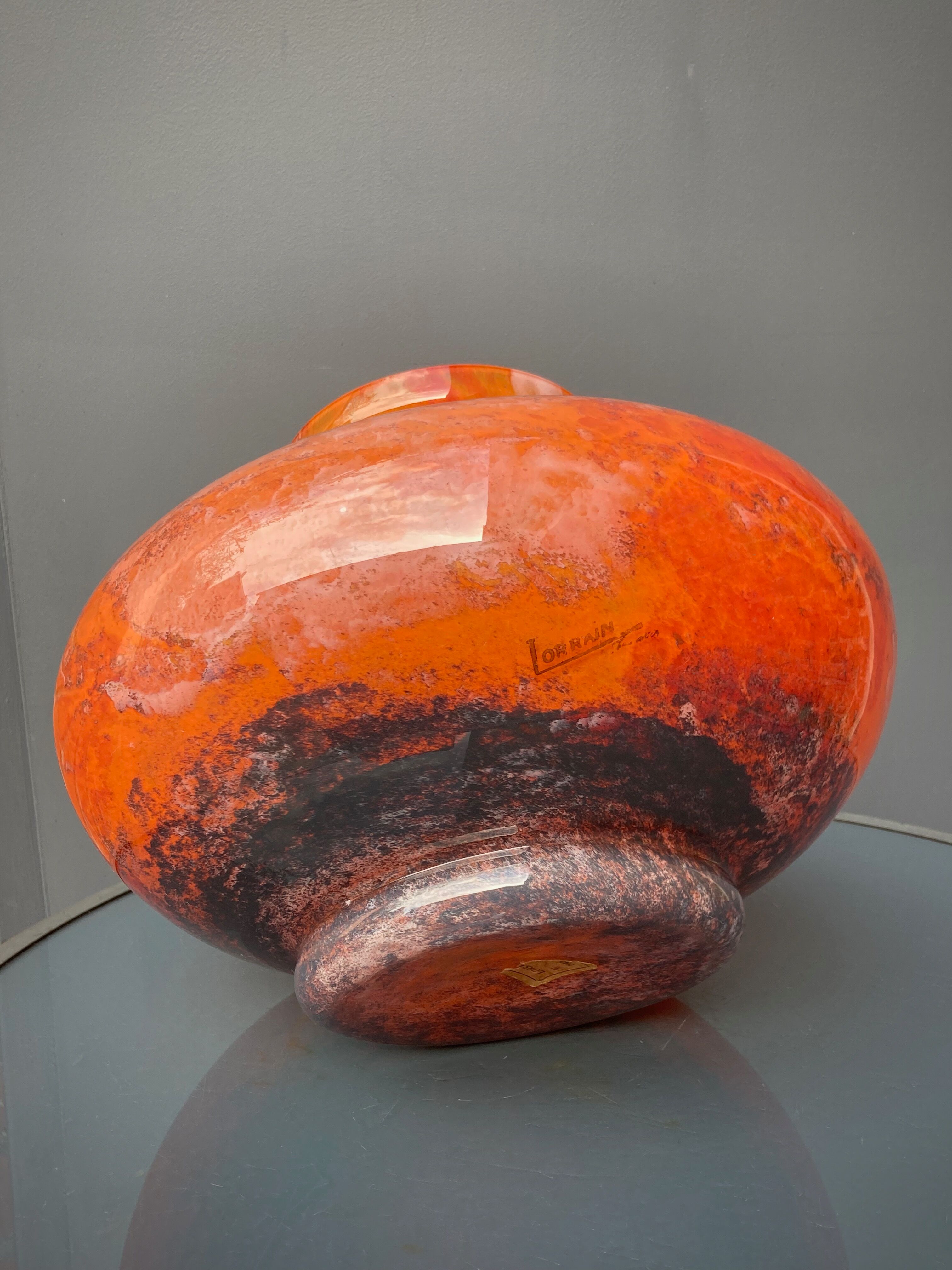 Large art-deco vase le lorrain glassware Daum Nancy 1925