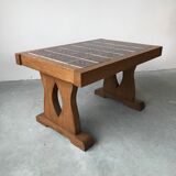 Ceramic and oak coffee table, Guillerme and Chambron, circa 1950