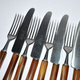 SOLINGEN Lot of 12 cheese cutlery Antique knives with horn handles and steel blades