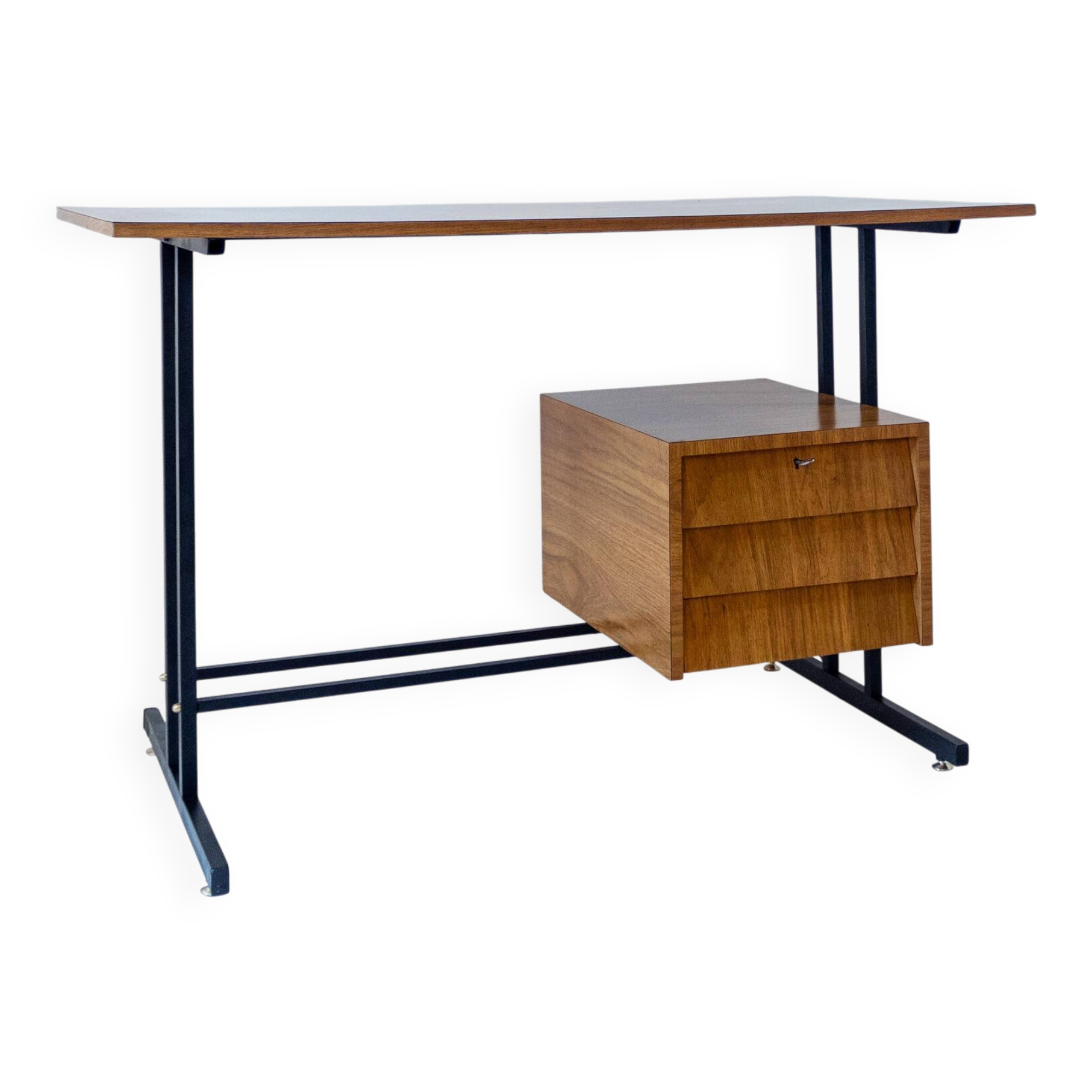 Mid- Century Modern Writing Desk, Brass and Metal, Italy 1960s