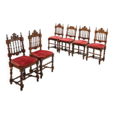 Antique baroque chairs, velvet seat, Italy 20th century.