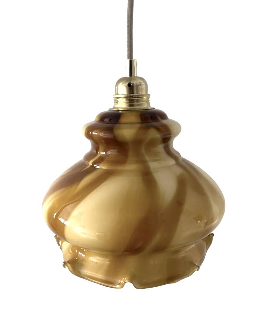 Suspension vintage en opaline marbrée