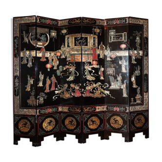 Chinese 19th century in lacquer of coromandel, 6 panels screen