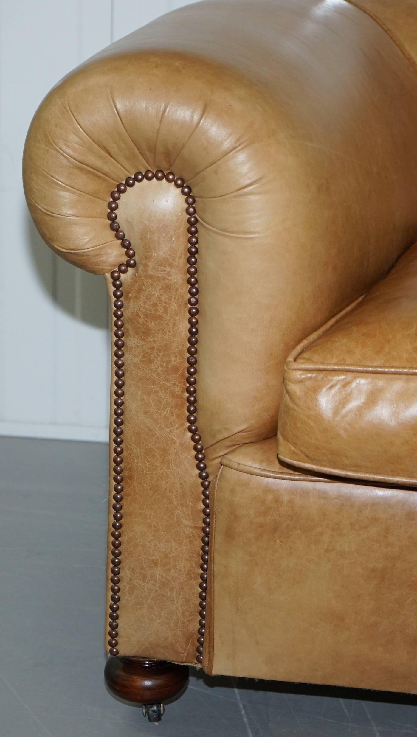 Victorian style vintage leather spring sofa