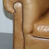 Victorian style vintage leather spring sofa