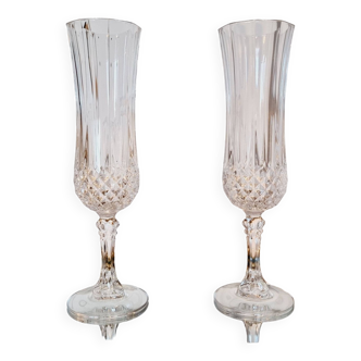 2 champagne flutes in cristal d'arques model longchamp