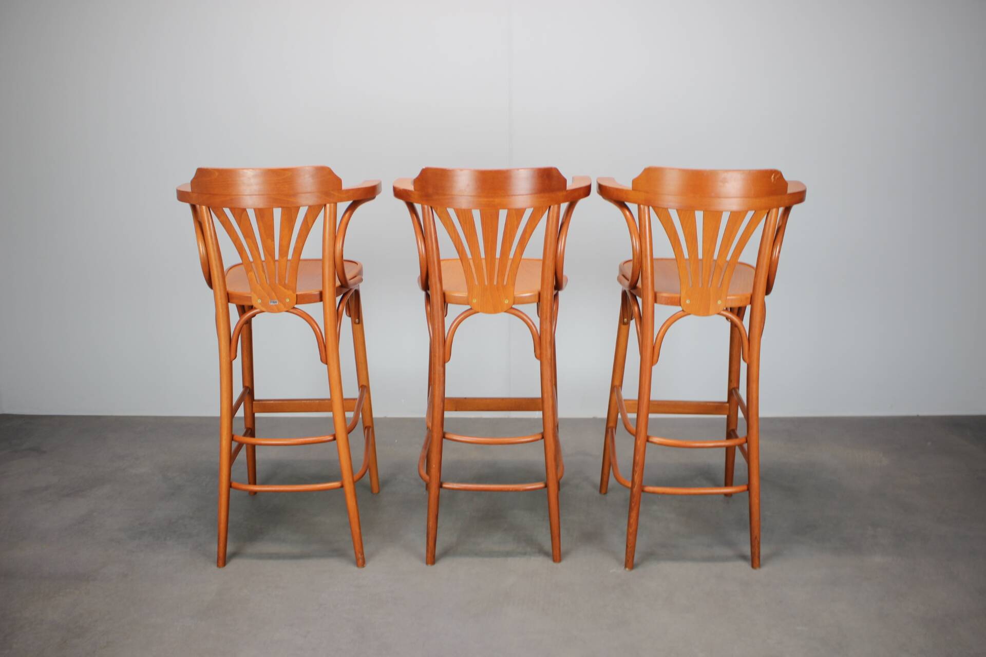 Set of 3 TON bentwood bar stools, Czech Republic, circa 1990.