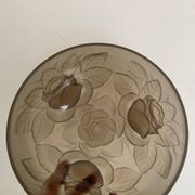 Saladier et ramequins verre fumé signés Muller frères.