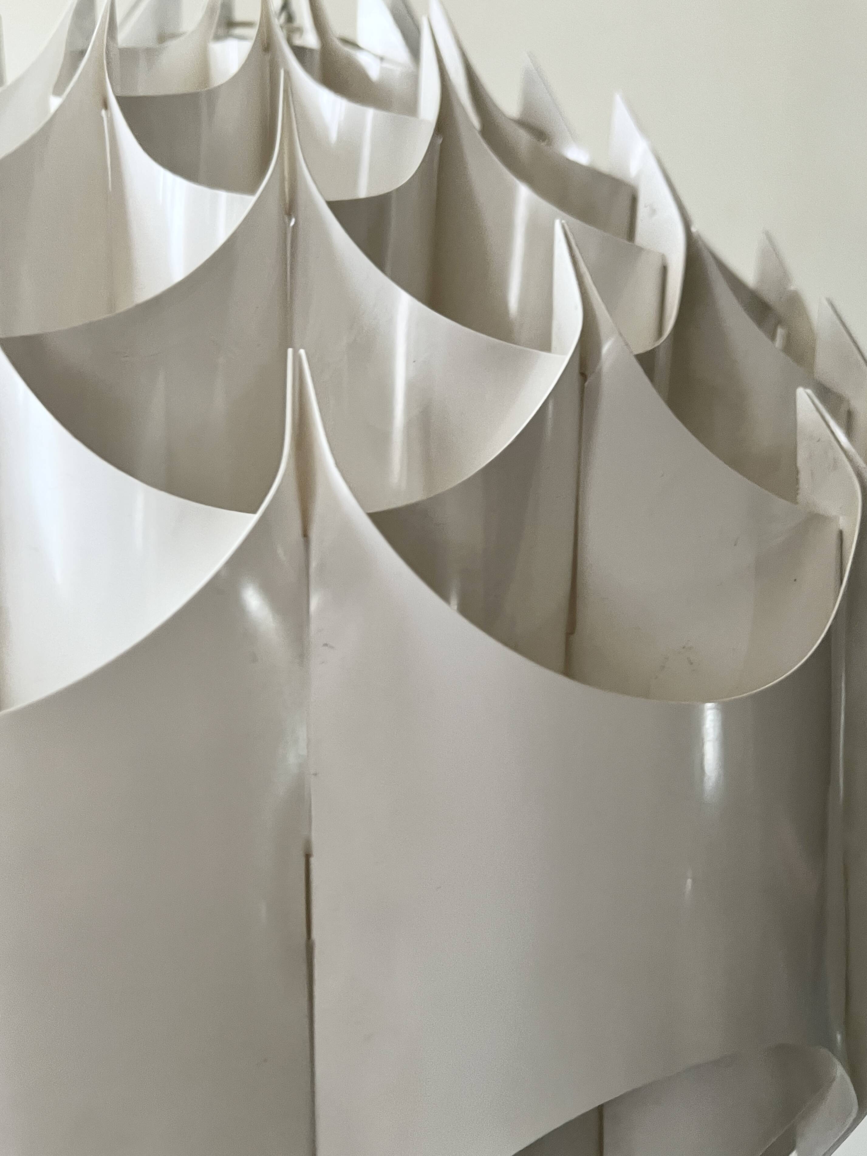 Rhythmic sculptural globe pendant light by H. Milanda, Scandinavian design, 1970