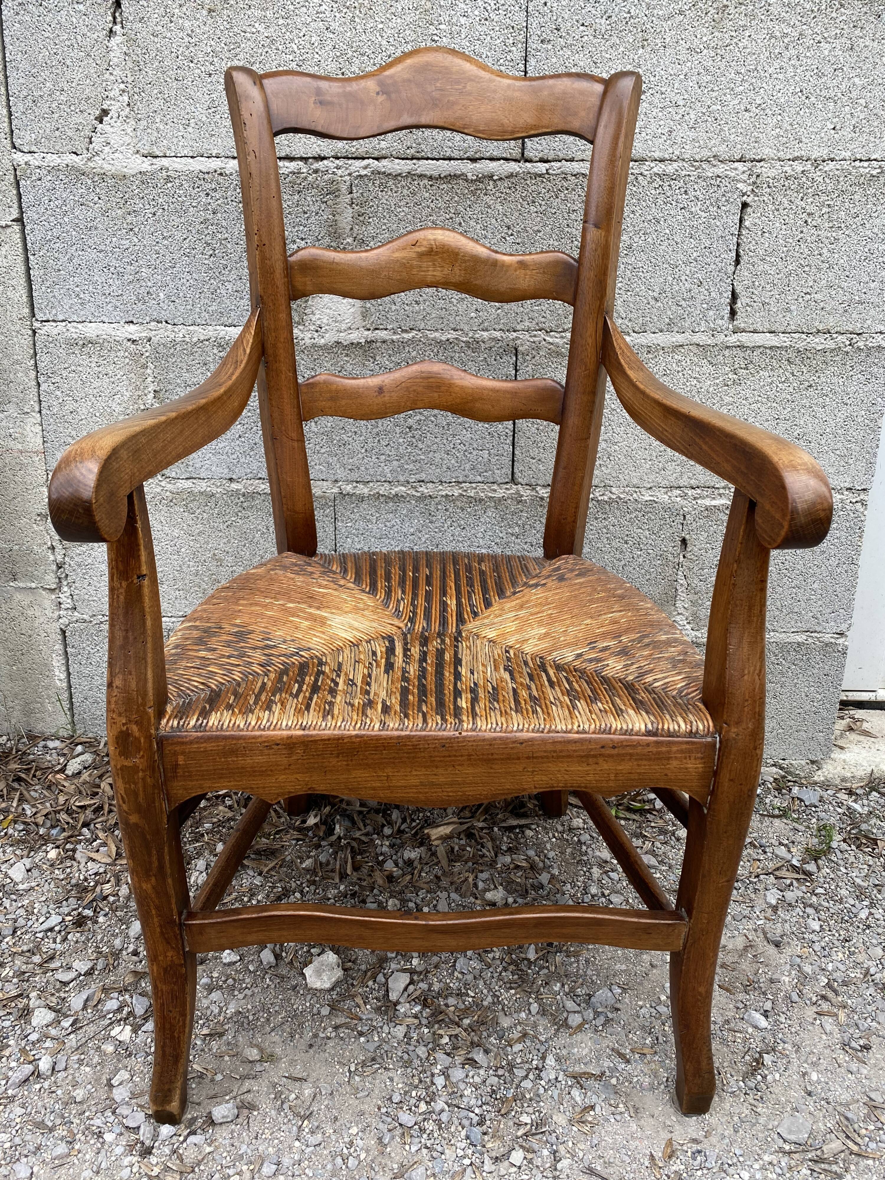 Straw country armchair