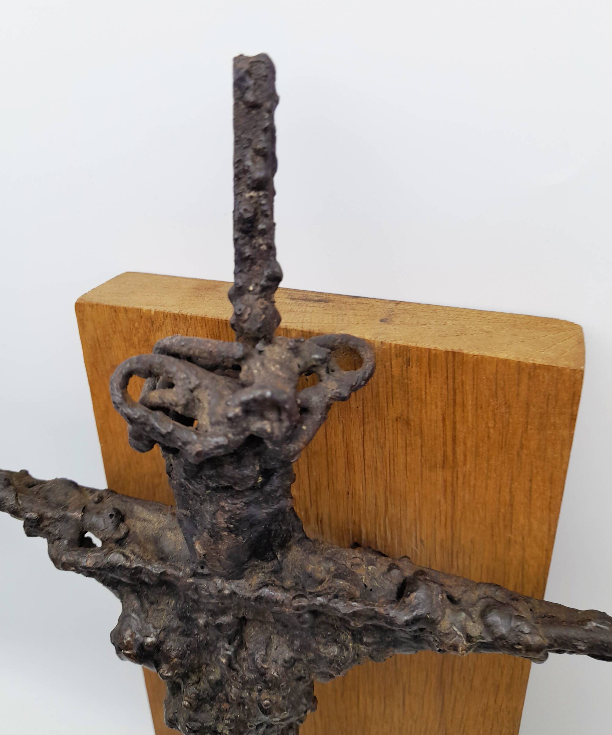Brutalist sculpture, crucifix by René Mignion, France, 1967