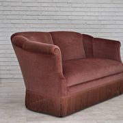 1960s, Danish 2-seater sofa, original pink furniture velour.