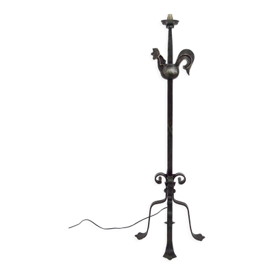 Lampadaire au coq en fer forgé par Jean Touret pour les Ateliers Marolles, circa 1950