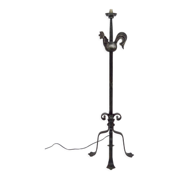 Floor lamp with wrought iron rooster by Jean Touret for the Ateliers Marolles, circa 1950