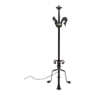 Floor lamp with wrought iron rooster by Jean Touret for the Ateliers Marolles, circa 1950