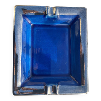 Cendrier vintage Lancel en céramique bleu profond