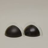 Pair of half-moon metal and lucite wall lights Postmodern Memphis vintage Circa 1980