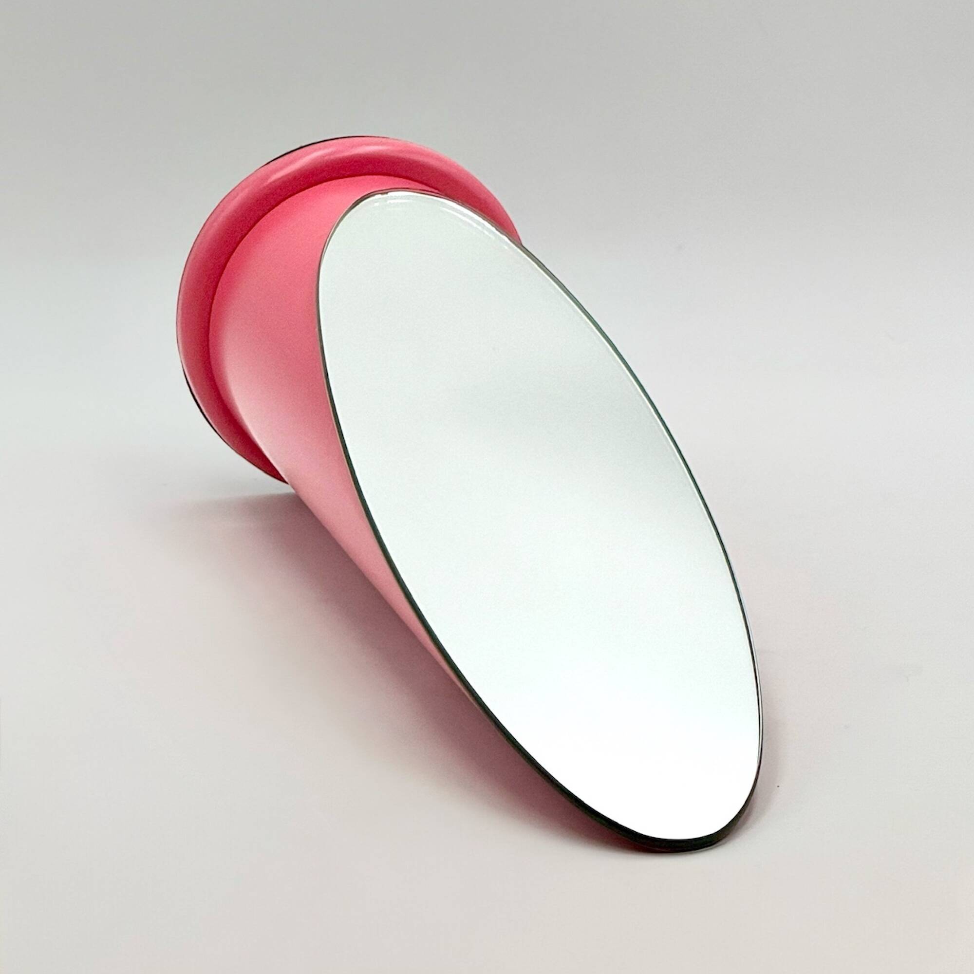 Miroir vintage fuchsia style rouge à lèvres en plastique et verre, Italie, années 1970