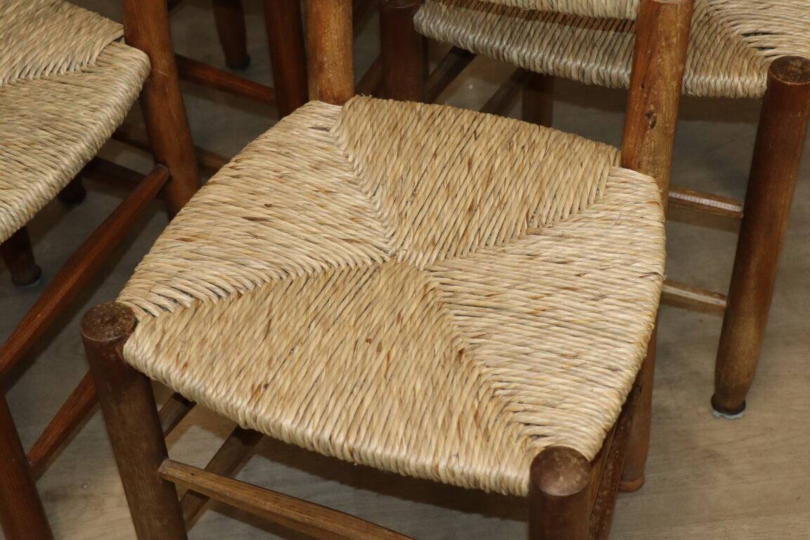 Series of 4 Charlotte Perriand Chairs Model "Bauche" BCB Edition