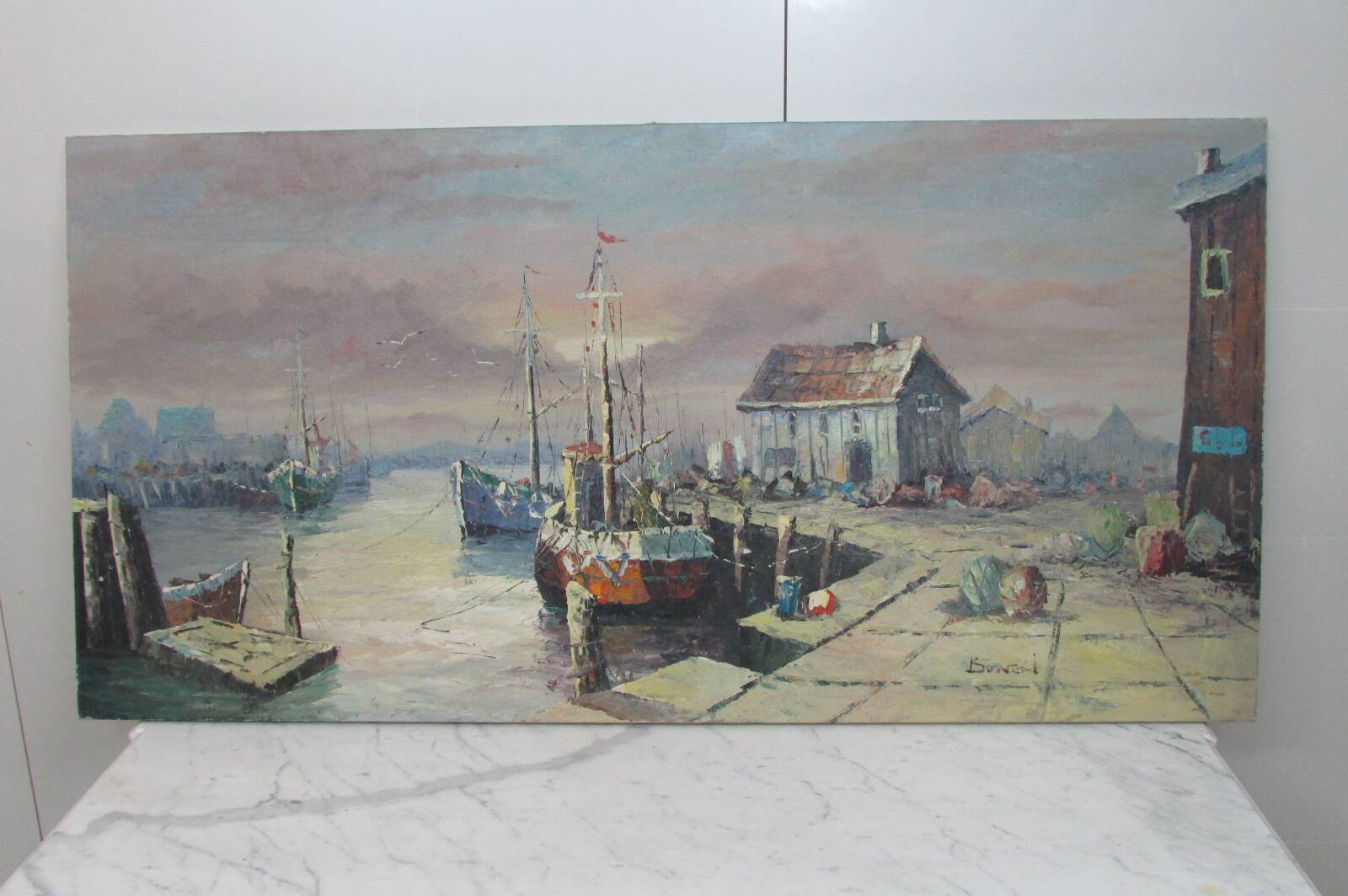 Marine painting, oil painting, signed BONEN