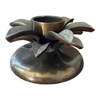 Vintage brass flower candle holder