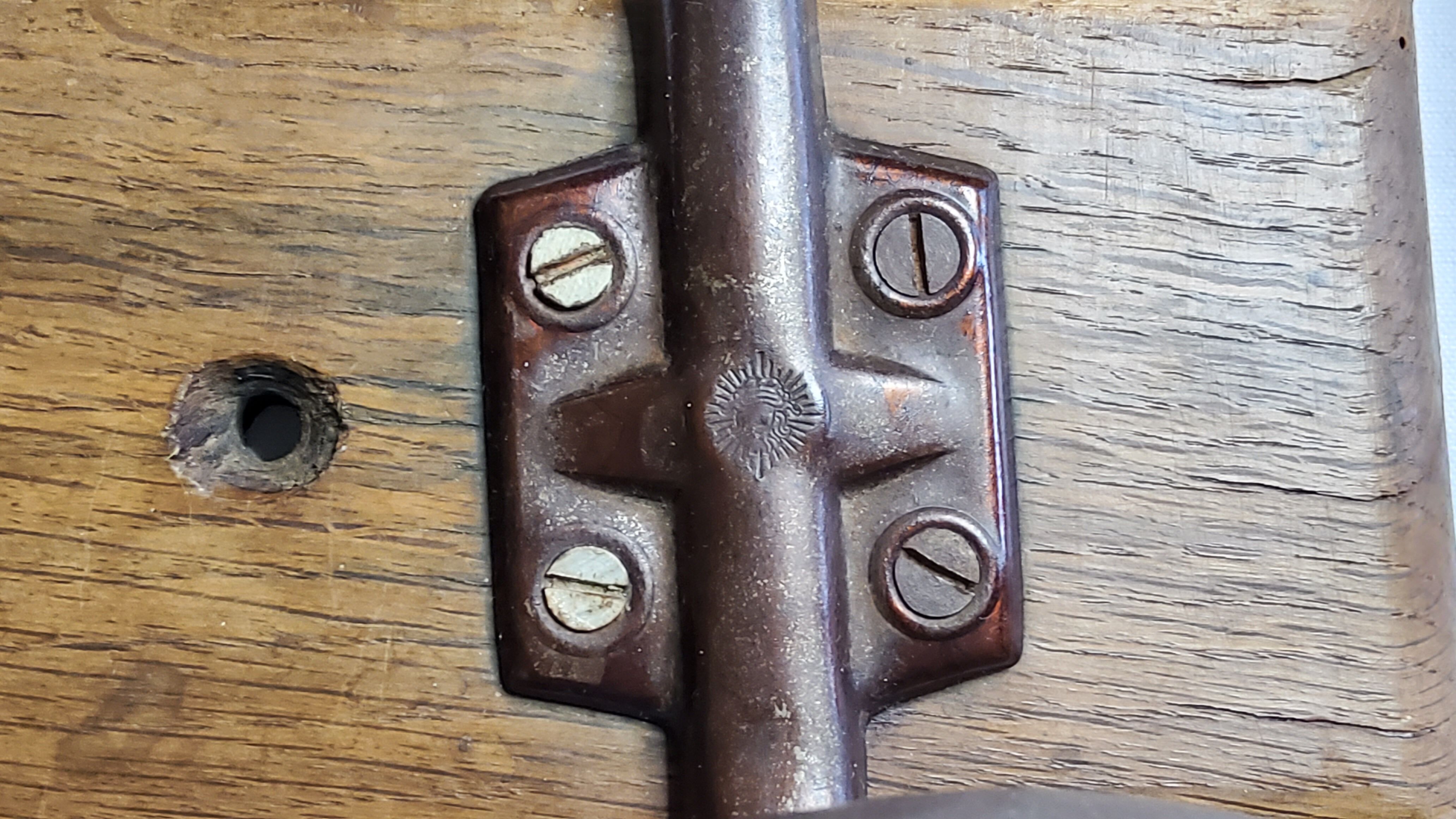 School wall coat rack, antique, 2 hooks, 50 cm