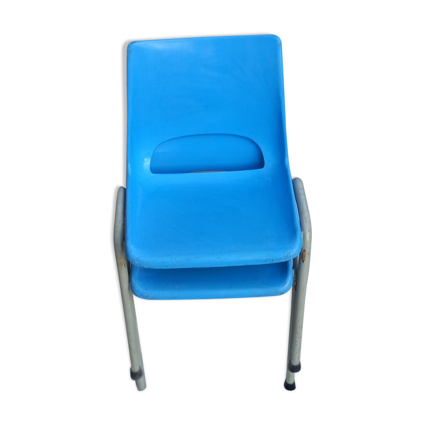 Pair of tubular metal child chains and plastic seat