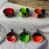 Six Vallauris ceramic coffee cups