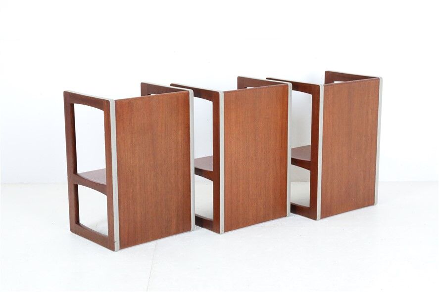 Set of 3 teak convertible children's chairs / stools / side tables, 1960s