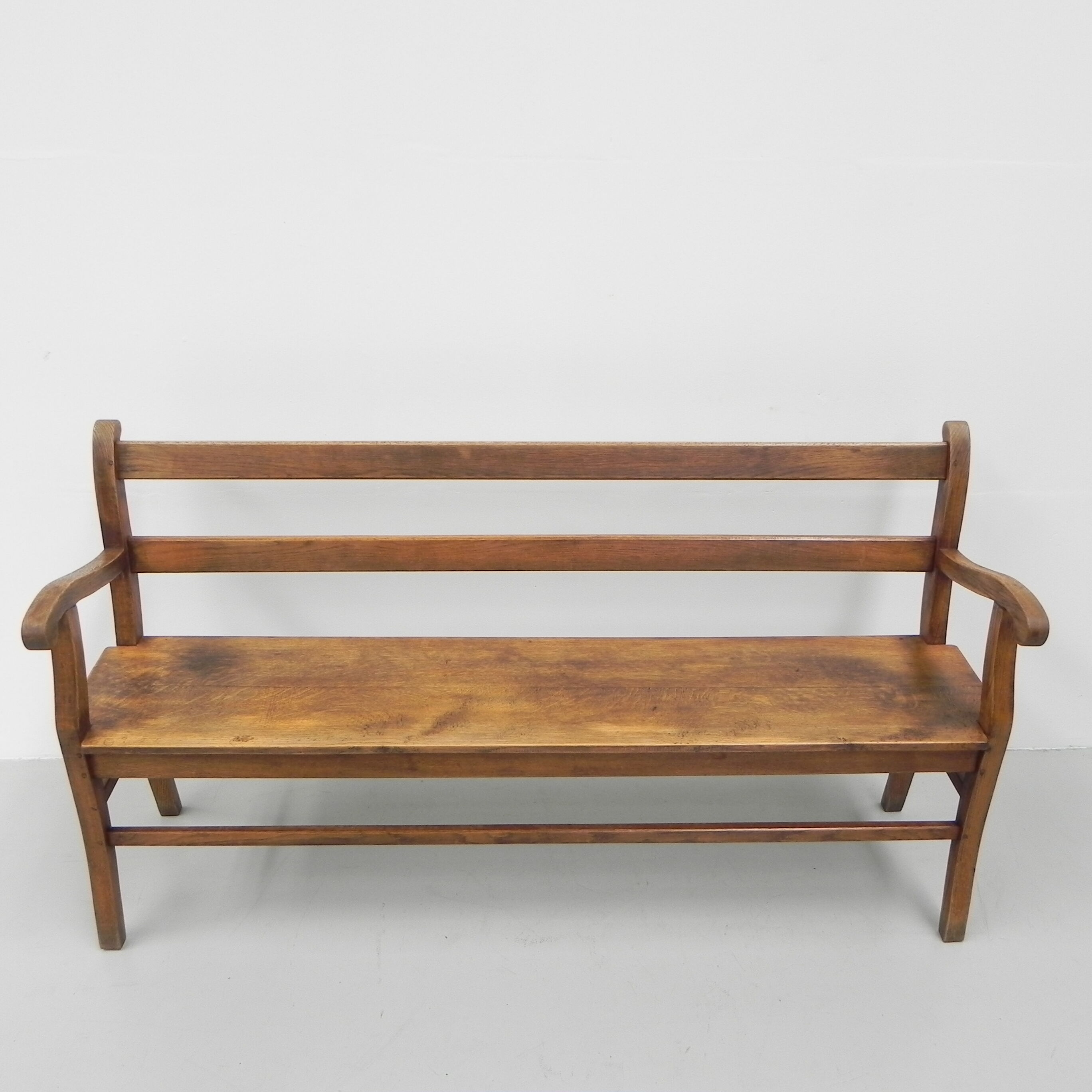 Oak cafe sofa with armrests 160 cm long