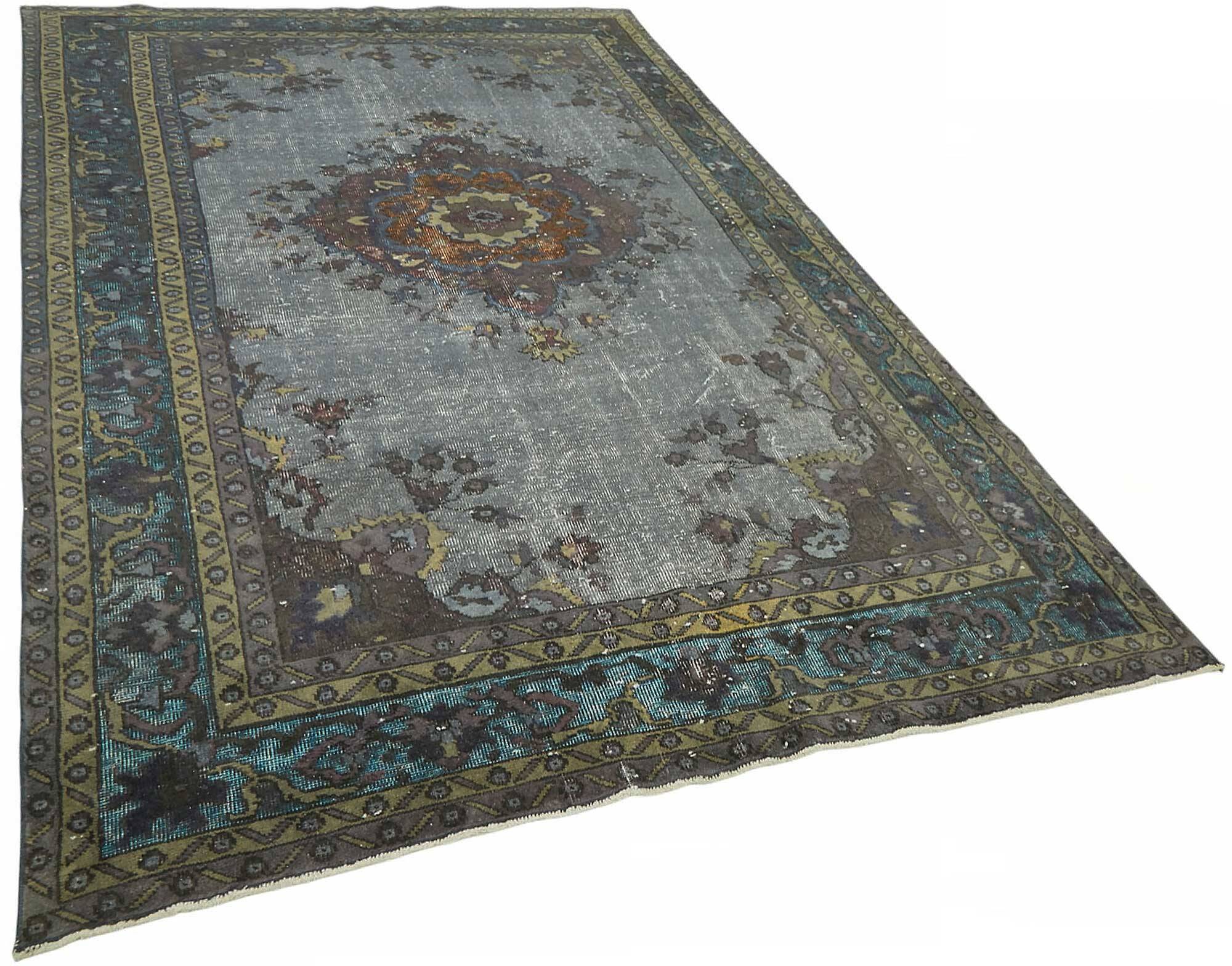 Overdyed Wool Vintage Handmade Carved Rug 169 cm x 288 cm