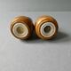 Salt and pepper shakers in olive wood and magnifying glass, 70s-80s