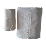 Drap et housse oreiller anciens  en lin