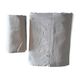 Old linen sheet and pillow cover