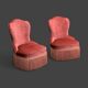 Pair of vintage pink velvet toad armchairs 1960
