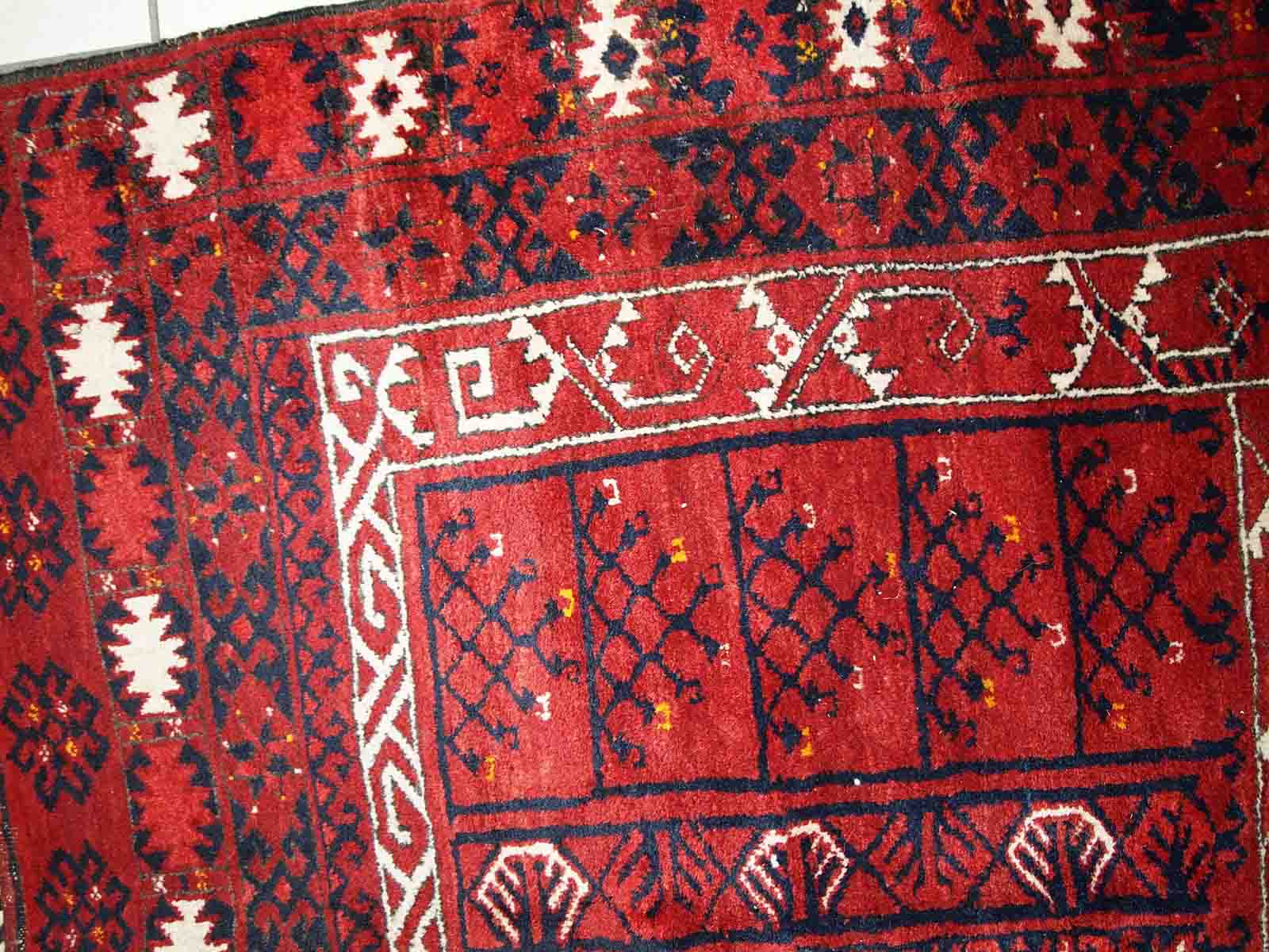Vintage carpet turkmen engsi handmade 124cm x 165cm 1970s - 1c431