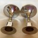 Pair of small silver metal tulip foot candle holders