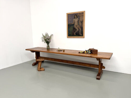 Monastery table in solid oak, 350 cm, circa 1900.
