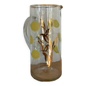 1950s-6o Gilding And Enameled Lemon Monaco Glassware decanter