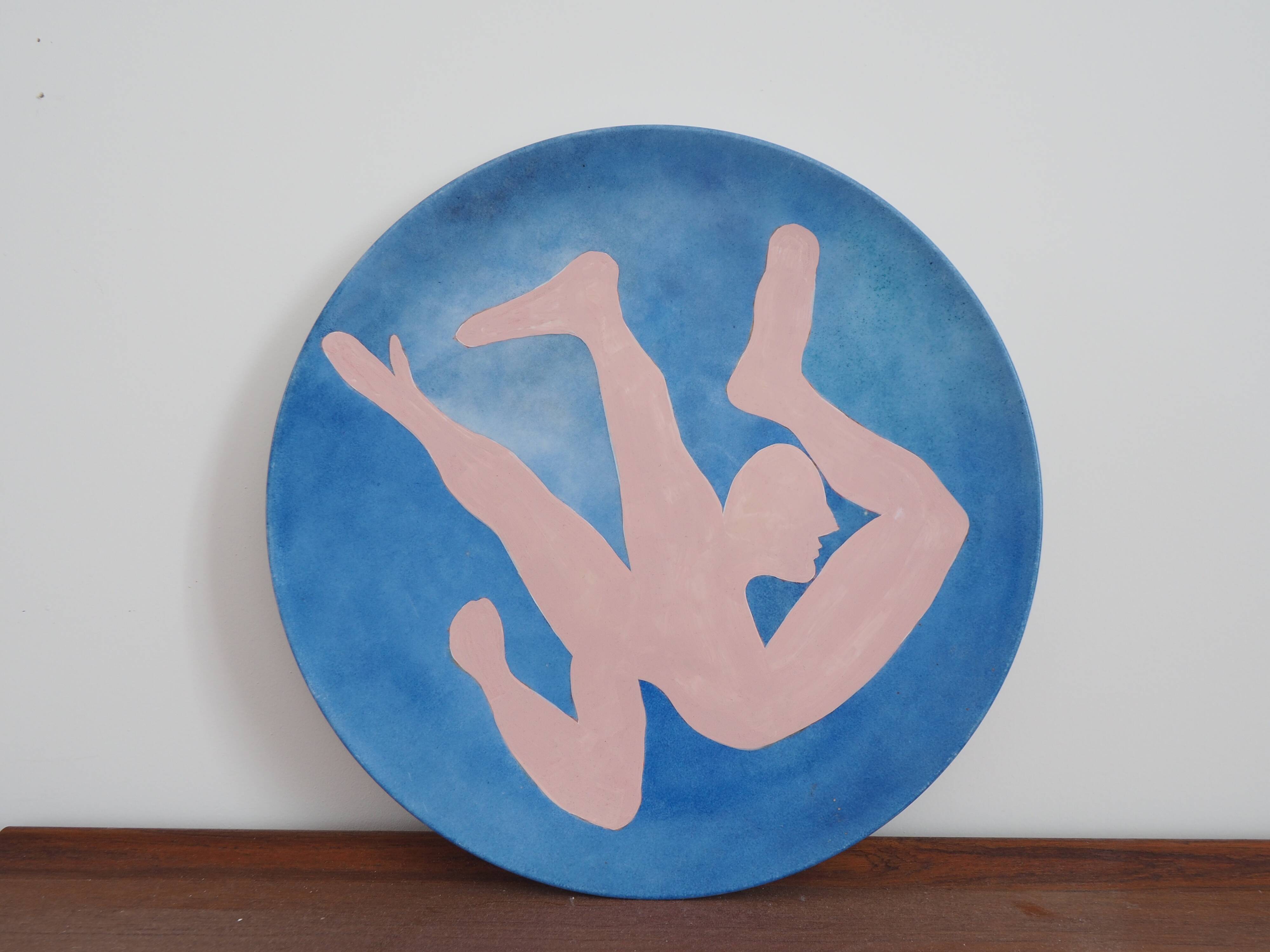 Pink and Blue Abstract Wall Decorative Plate