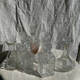 Small cylindrical glass whiskey decanter H:23
