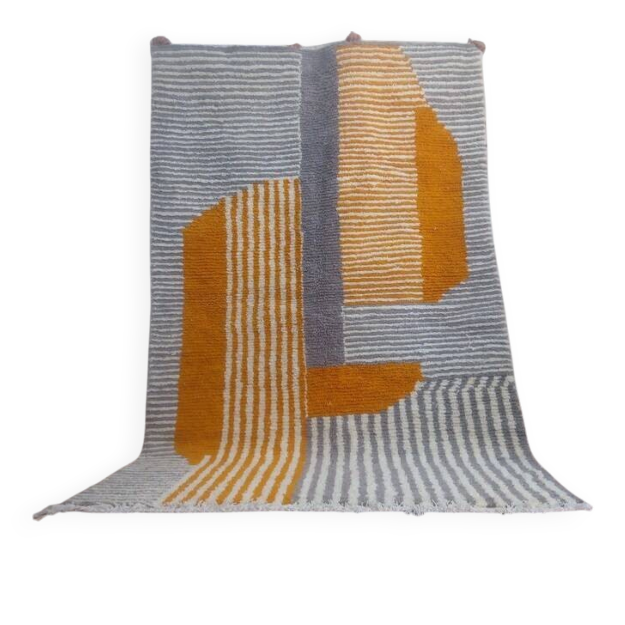 Grey Moroccan rug made of hand-woven wool - handmade rug - 252 x 163