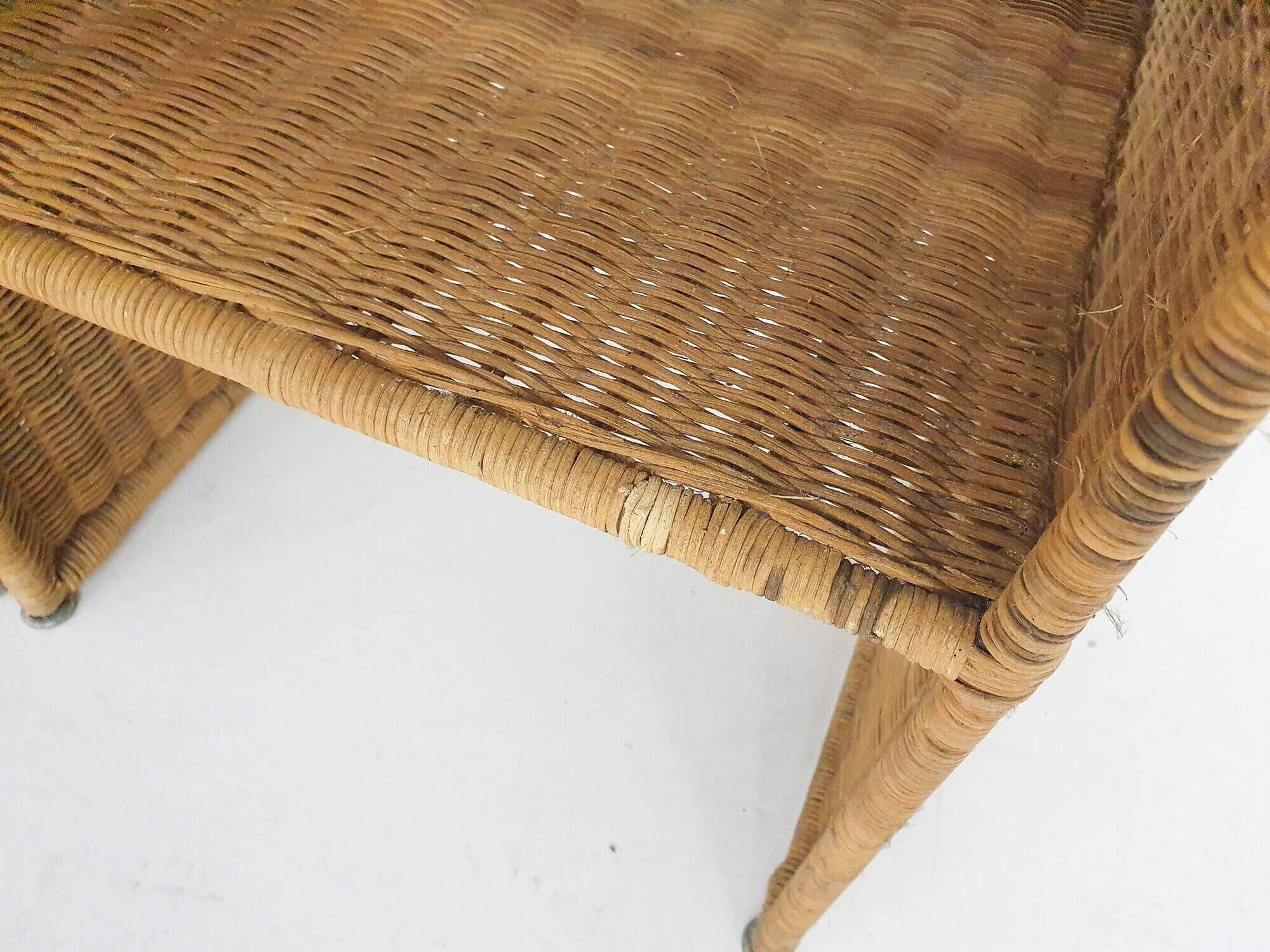 Set of two wicker bed side tables, France 1960's