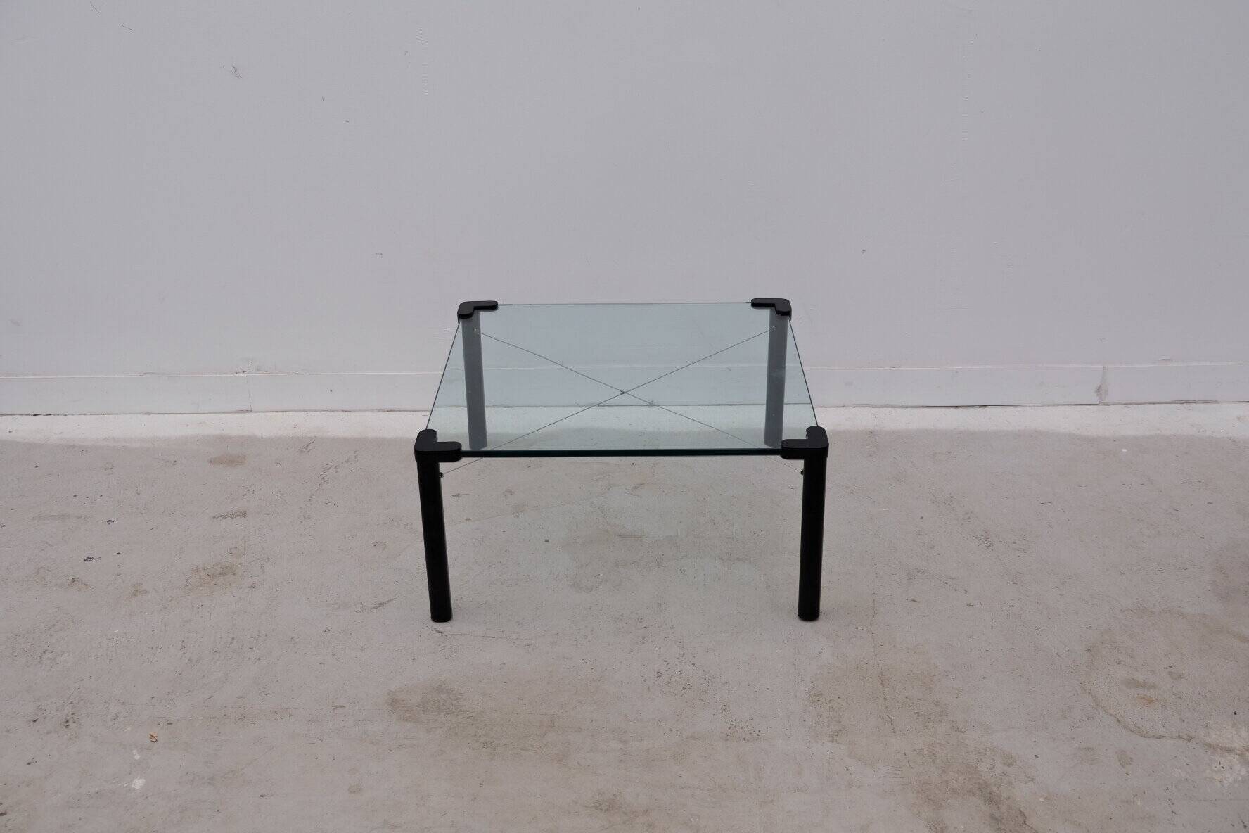 Glass and metal coffee table, 1980