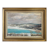 HST painting "Snow at Clairvaux les lacs" (Jura) signed + frame