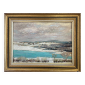 HST painting "Snow at Clairvaux les lacs" (Jura) signed + frame