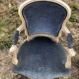 Pair of blue Louis XV style armchairs