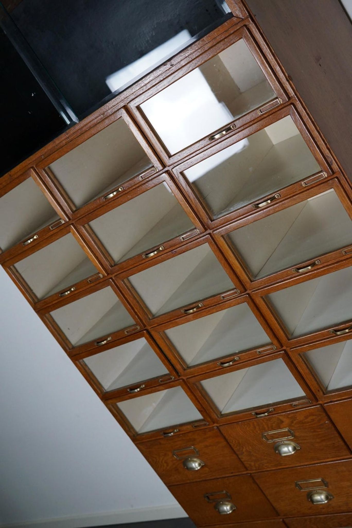 Vintage oak haberdashery shop furniture, Netherlands, 1930s