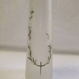Old art nouveau vase frosted glass cylinder leaf decoration