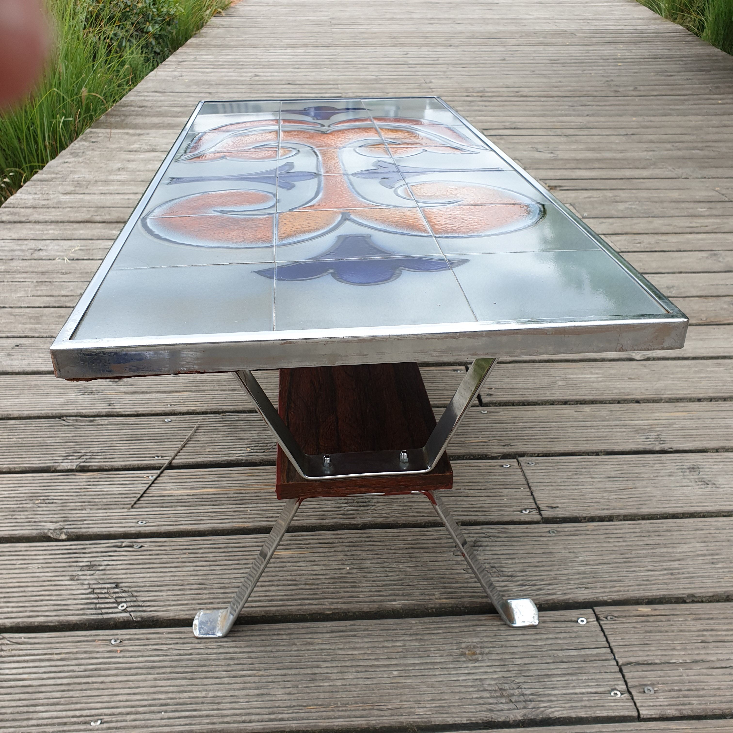 Table basse carrelee design 1960 signed